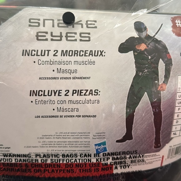 G.I. Joe Origins Standard Adult Snake Eyes Costume Halloween Party Mens Large - Picture 6 of 7